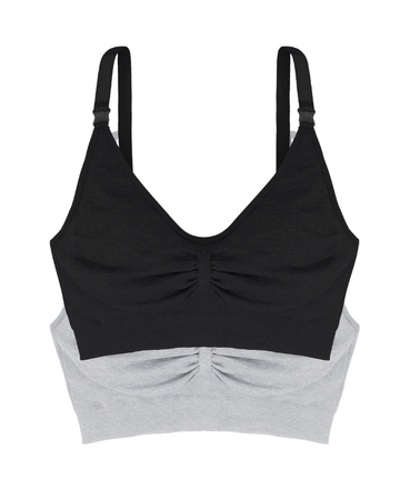 Dorina D000230 Blk/Gry 2 Pack Wire Free Modal Nursing Bras myselflingerie.com
